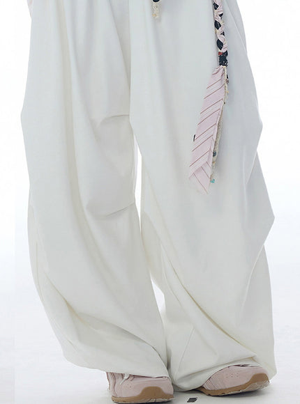Draped Wide-Leg Relaxed Pants