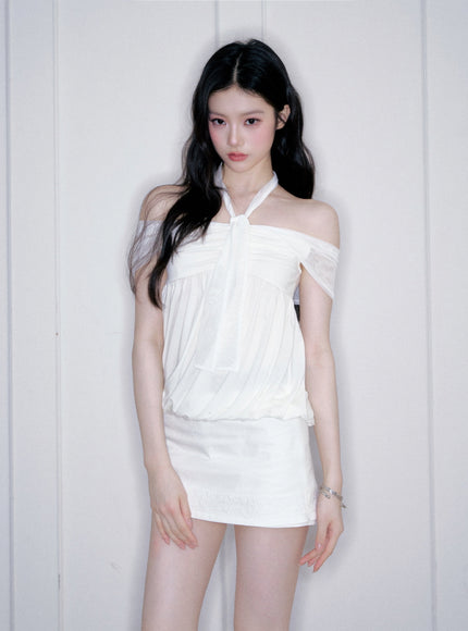 Bubble Hem Halter Top & Skirts Set