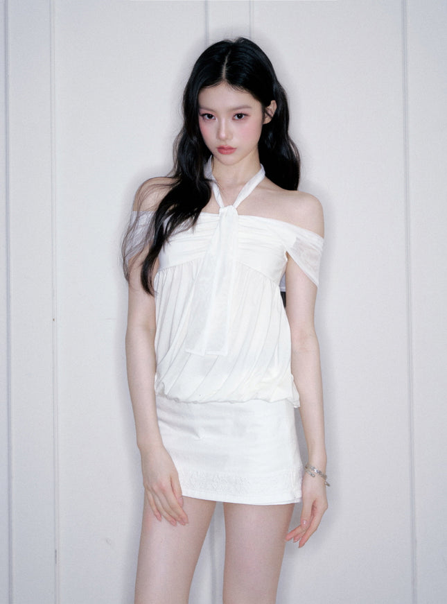 Bubble Hem Halter Top & Skirts Set