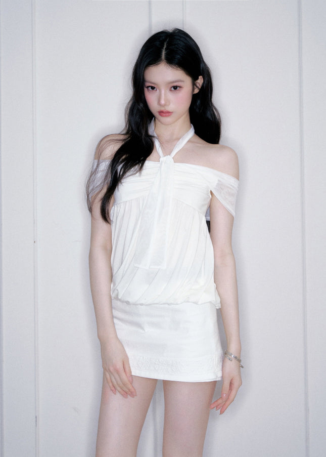 Bubble Hem Halter Top & Skirts Set
