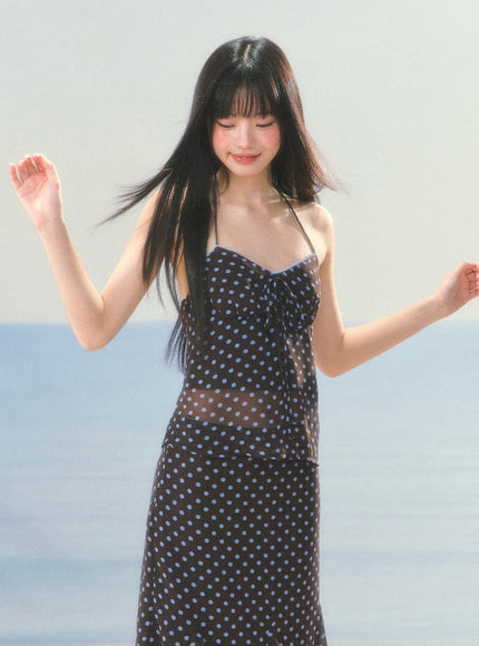 Polka Dot Sheer Top & Skirt Set
