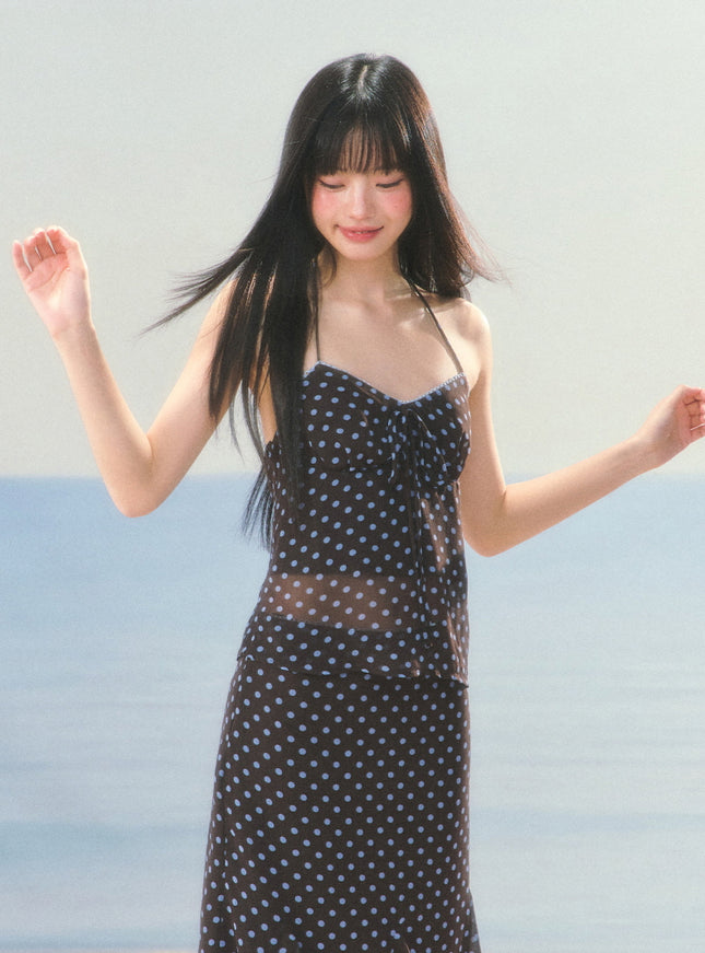Polka Dot Sheer Top & Skirt Set