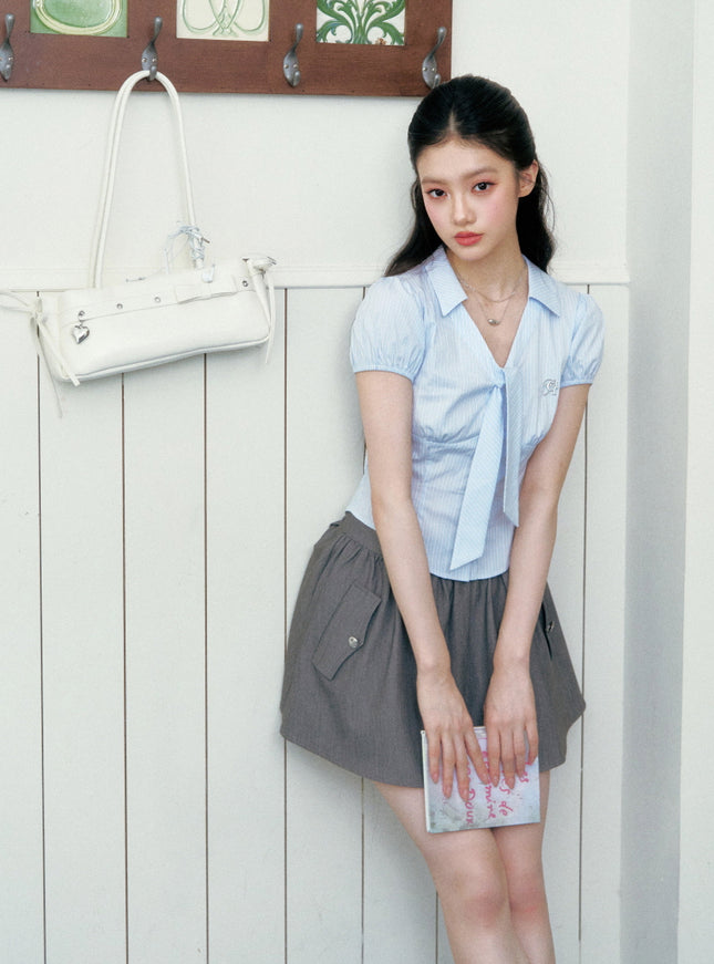 Puff Sleeve Stripe Blouse