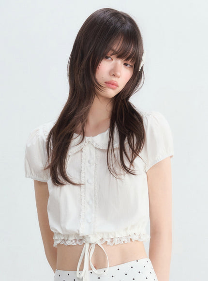 Peter Pan Collar Cropped Blouse