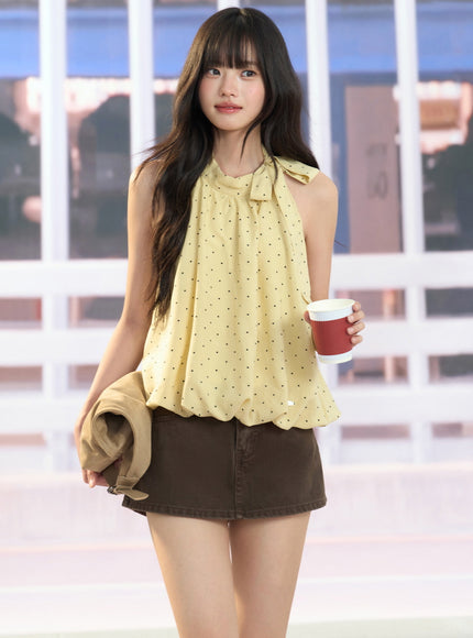 Tie-Neck Sleeveless Blouse