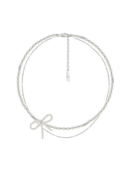 Pearl Bow Layered Choker