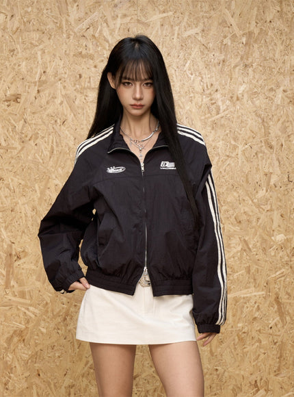 Crimson Rush Windbreaker Jacket - Black
