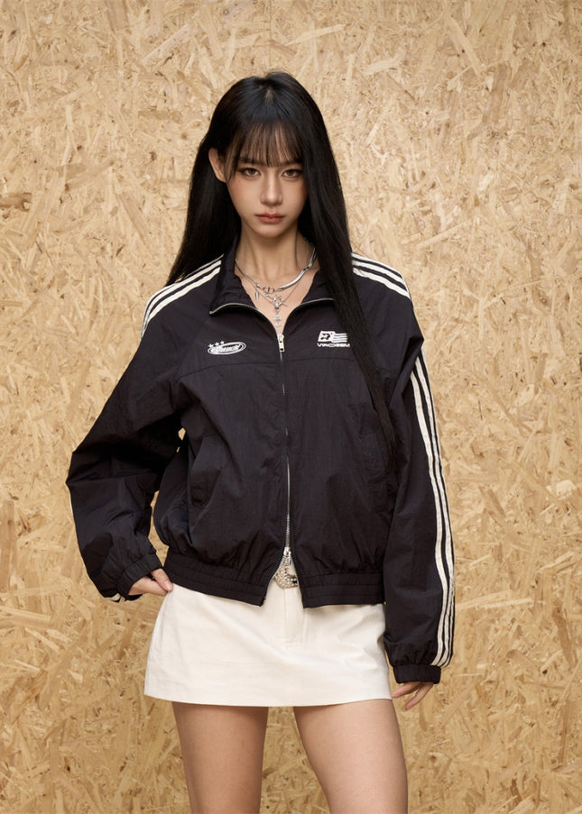 Crimson Rush Windbreaker Jacket - Black