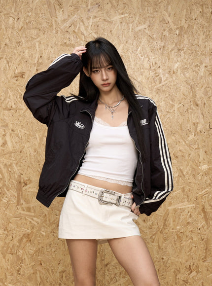 Crimson Rush Windbreaker Jacket - Black