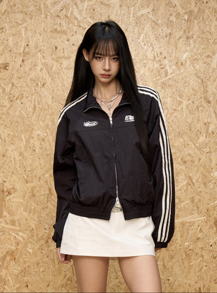 Crimson Rush Windbreaker Jacket - Black
