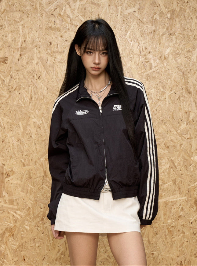 Crimson Rush Windbreaker Jacket - Black