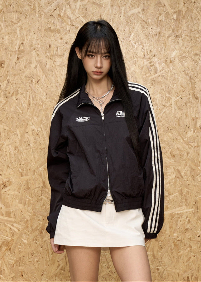 Crimson Rush Windbreaker Jacket - Black