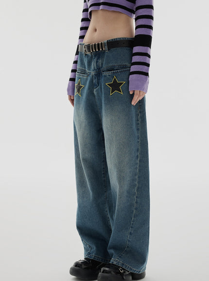 Star Patch Wide Jeans