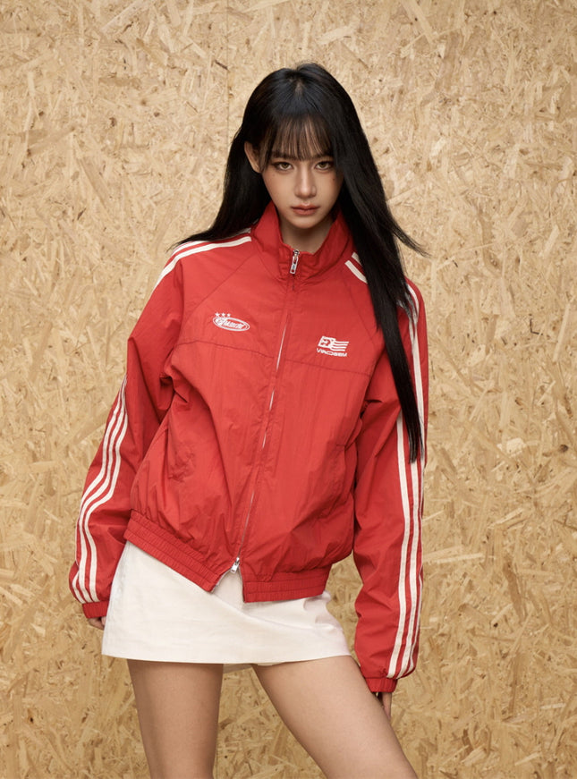 Crimson Rush Windbreaker Jacket - Red