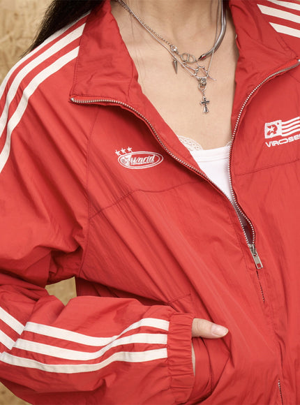 Crimson Rush Windbreaker Jacket - Red