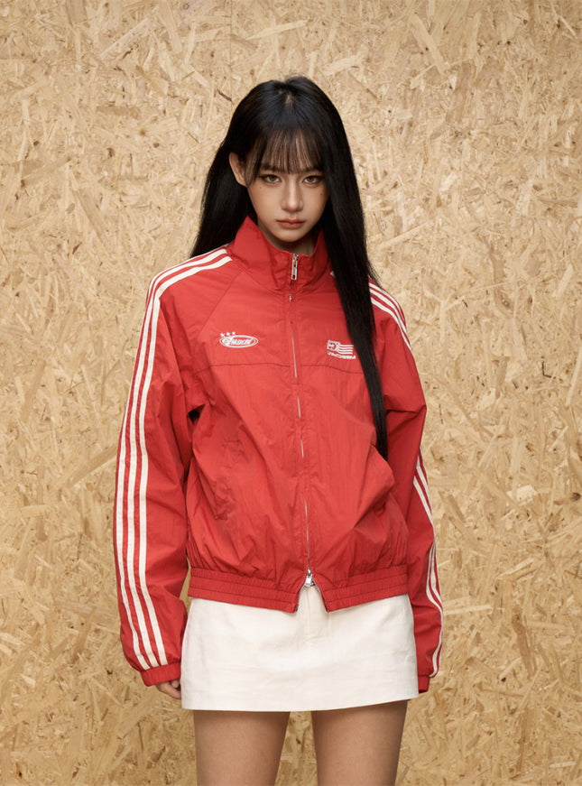 Crimson Rush Windbreaker Jacket - Red