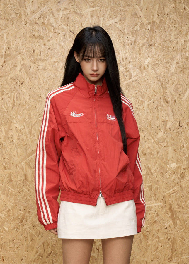 Crimson Rush Windbreaker Jacket - Red