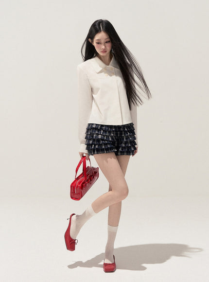 Vintage Check Ruffle Mini Skirt