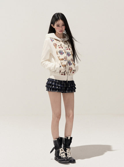 Vintage Check Ruffle Mini Skirt