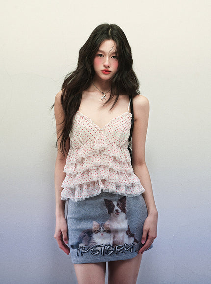 Red Polka Frill Cami Top