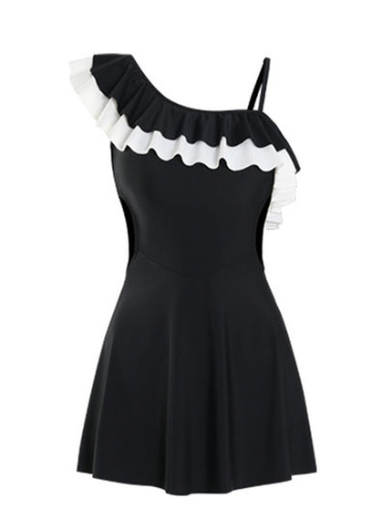 Romantic Frill Balck Swimwear