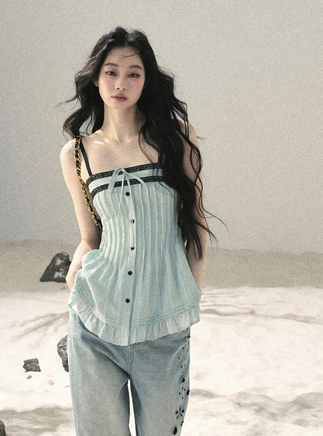 Aqua Lace Corset Top