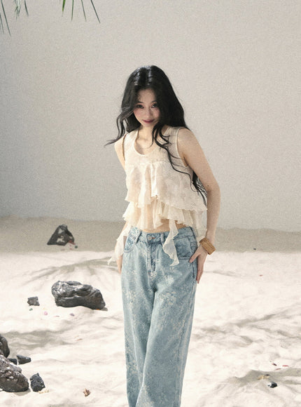 Petal Sheer Frill Top