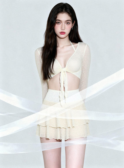 Sheer Ribbon Swim Set (4pcs)