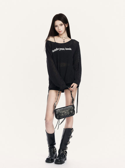 Shadow Lettering Sheer Top