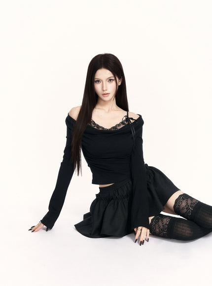 Silhouette Frill Dark Skirt