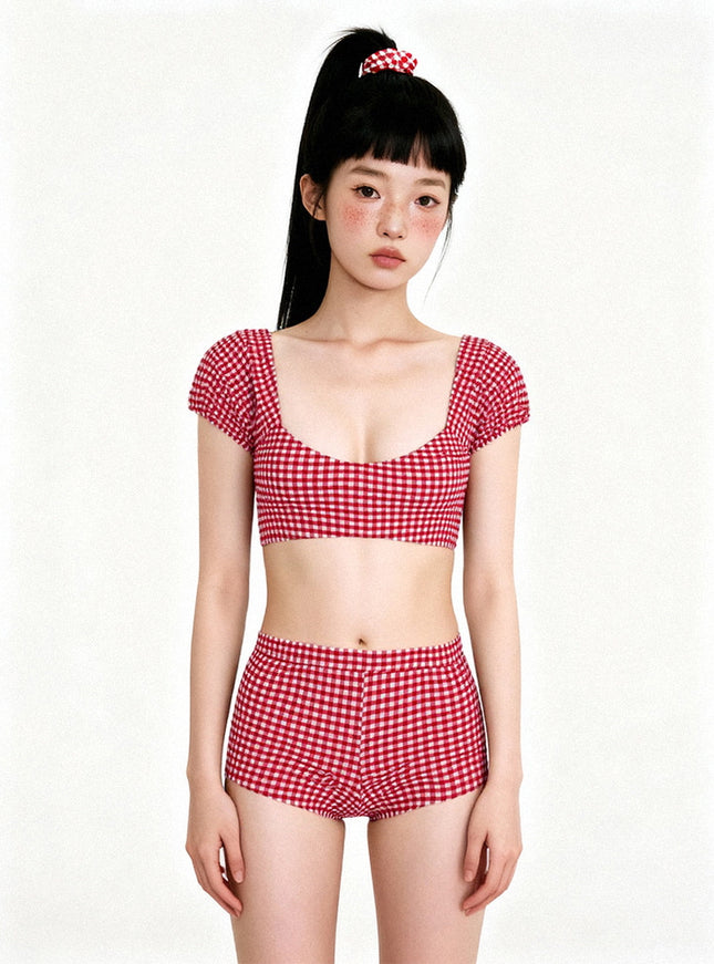 Angel Red Check Bikini Set