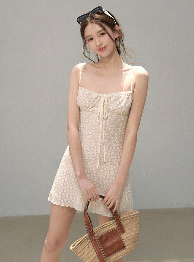 Daisy Ribbon Summer Petal Dress - Ivory
