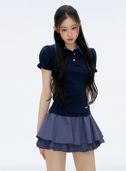 Navy Picnic Mini Skirt