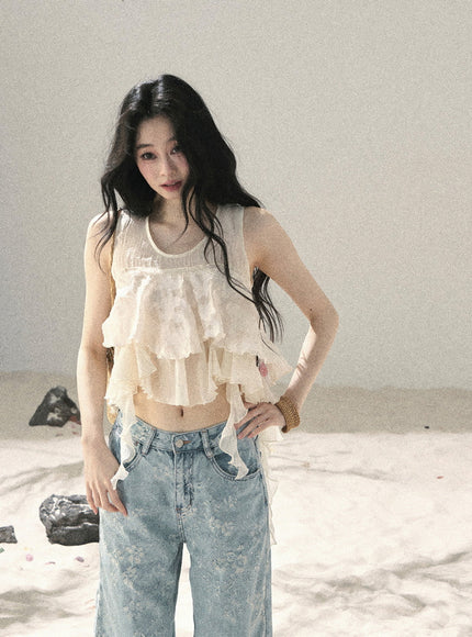 Petal Sheer Frill Top