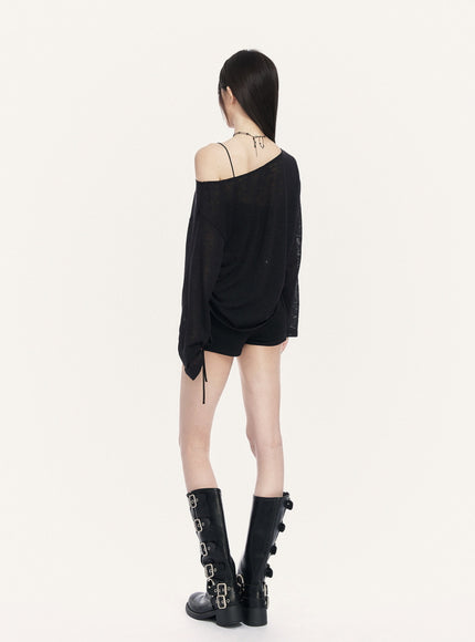 Shadow Lettering Sheer Top