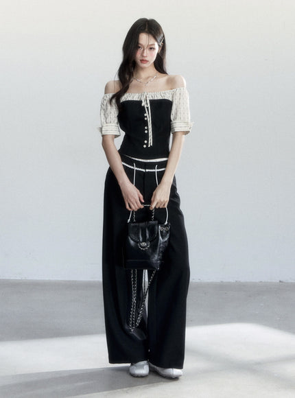 Midnight Coquette Pleated Set