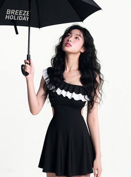 Romantic Frill Balck Swimwear