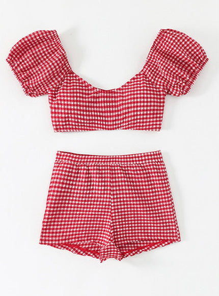 Angel Red Check Bikini Set