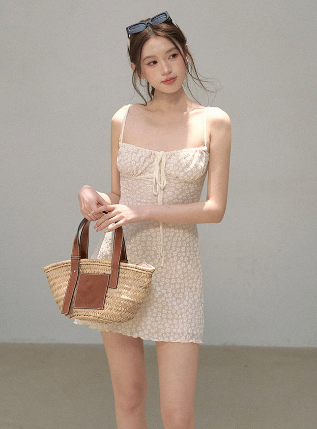 Daisy Ribbon Summer Petal Dress - Ivory