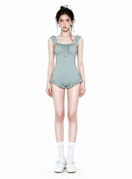Soft Mint Frill Swimwear