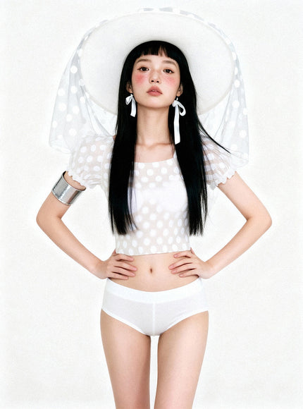 White Fairy Dot Bikini Set