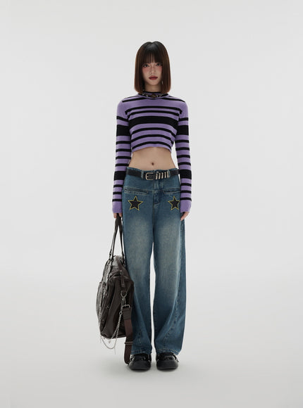 Star Patch Wide Jeans