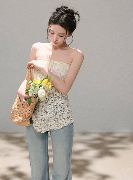 Ivory Fairy Lace Tube Top