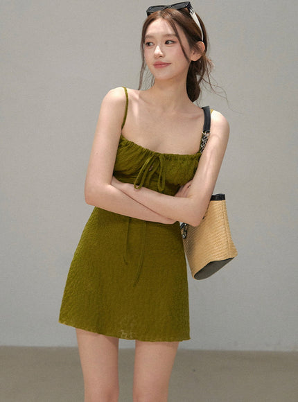 Daisy Ribbon Summer Petal Dress - Green