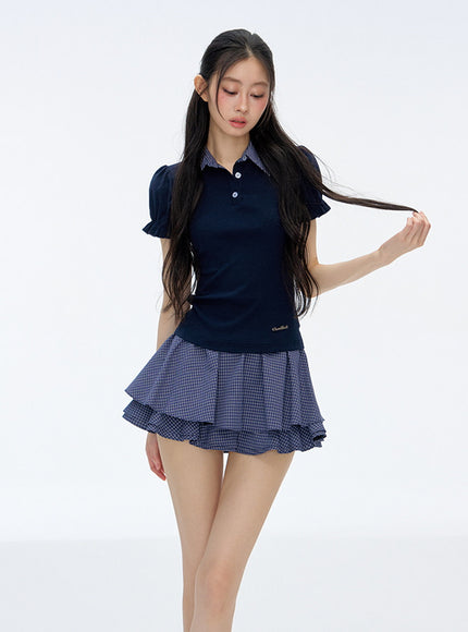 Navy Picnic Mini Skirt