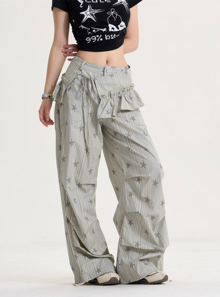 Vintage Star Stripe Loose Pants