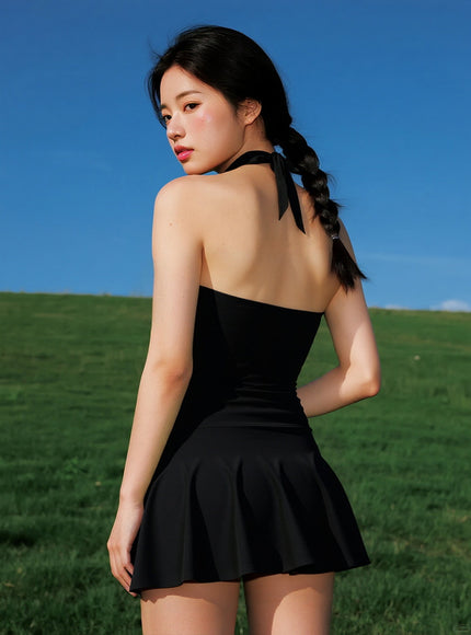 Noir Chic Frill Swim Set