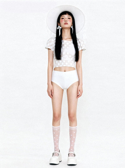White Fairy Dot Bikini Set