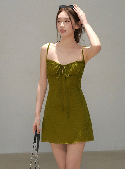 Daisy Ribbon Summer Petal Dress - Green