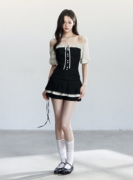 Midnight Coquette Pleated Set